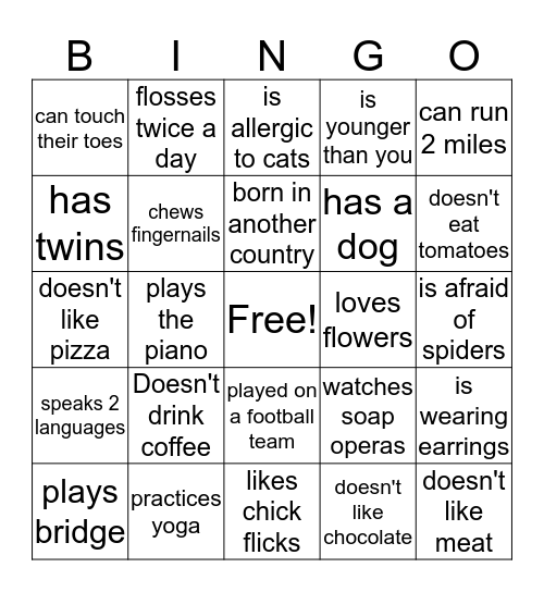 Steindler BINGO Card