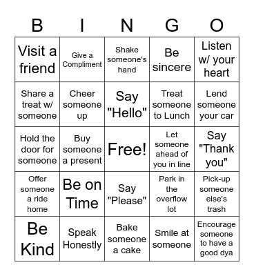 ACTS OF KINDNESS Bingo Card