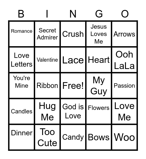 VALENTINE BINGO Card