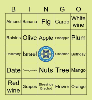 Tu B'Shevat Bingo Card