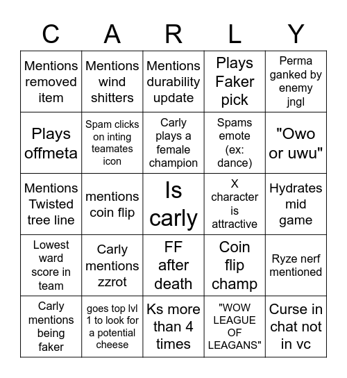 Lets win this Bingo Card