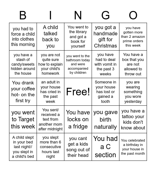 MOPS Bingo Card