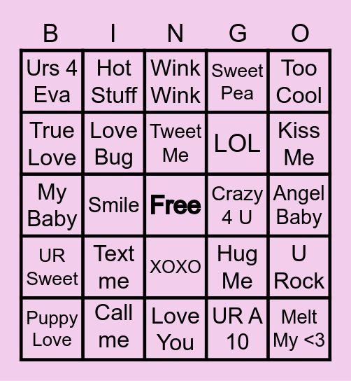 Sweetheart Bingo Card