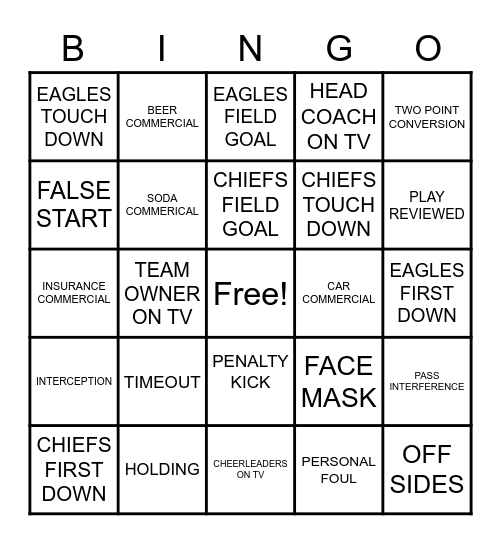 Marly Bird Game Day 2023 Bingo Card