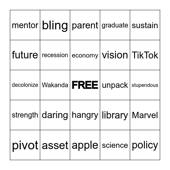 CIS Washington Network Bingo Card
