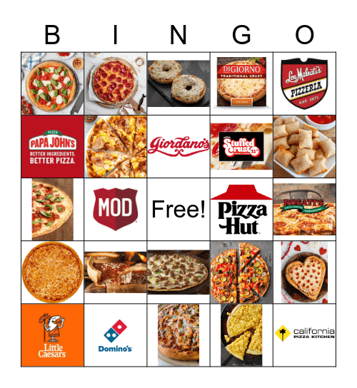 Pizza Party Bingo Card