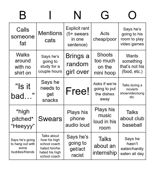 Rian Bingo Card