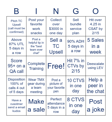 Customer Sucess Bingo Card