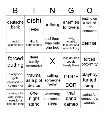 2023 Thai BL Tropes BINGO Card