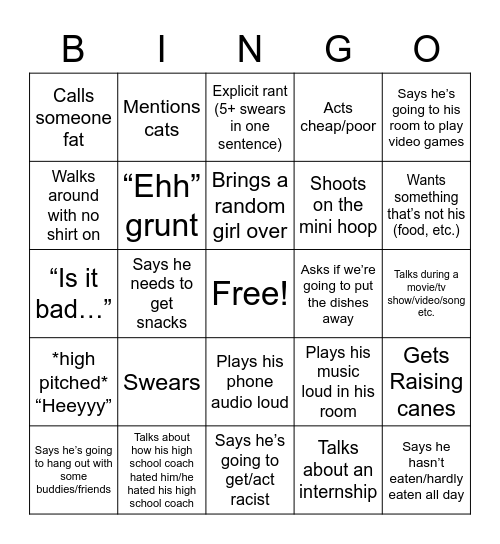 Rian Bingo Card