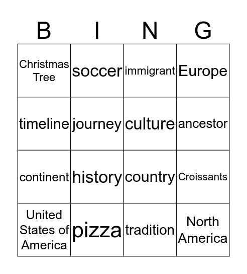 Social Studies Bingo Card