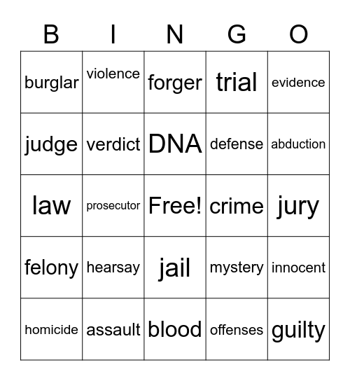 CRIME Bingo Card