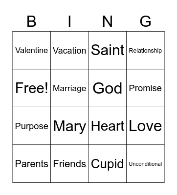 Happy Valentine’s Day! Bingo Card