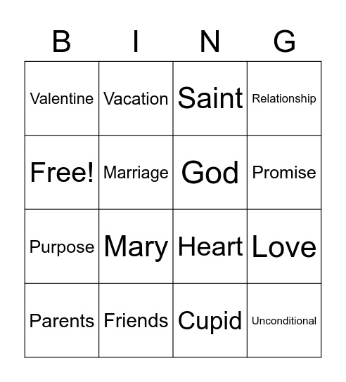 Happy Valentine’s Day! Bingo Card