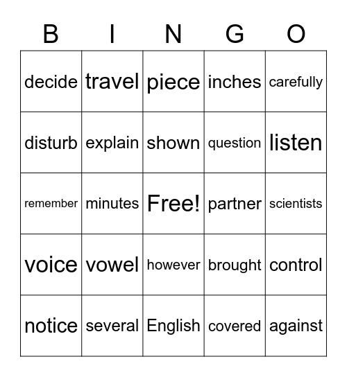 3rd Grade High Frequency Words Bingo Card