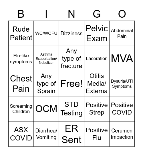 CITYMD Bingo Card