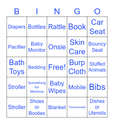 Baby Bing Di Bingo Card