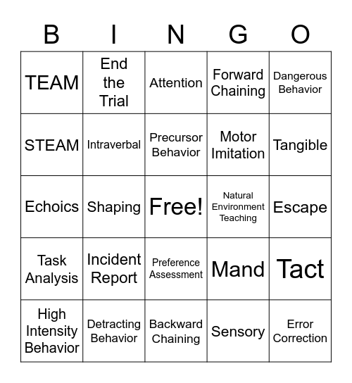 ABA Bingo Card