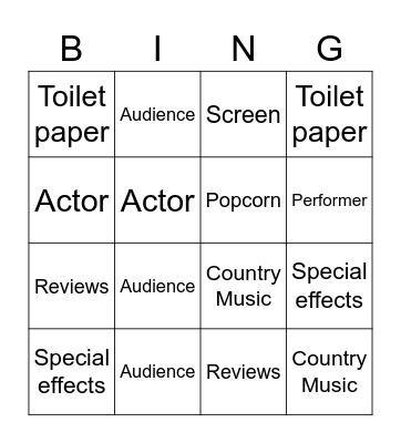 Film Bingo Card