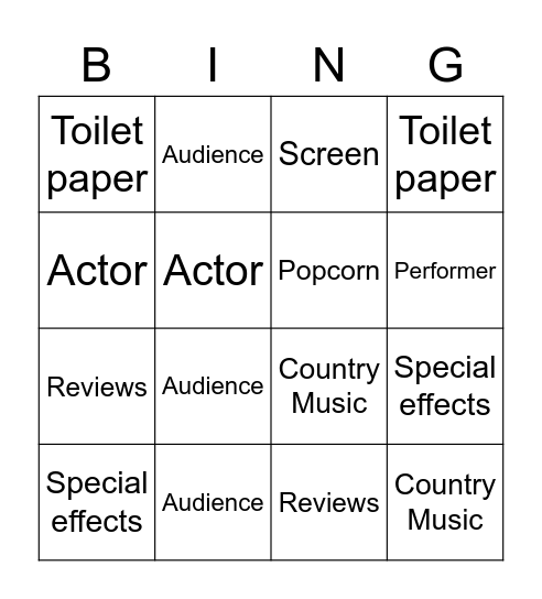 Film Bingo Card