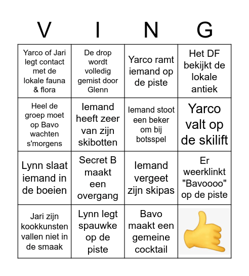 Valthoo Bingoo Bingo Card