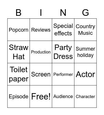 Film Review Bingo Card