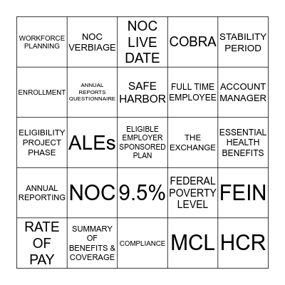 ACA BINGO Card
