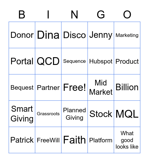 FreeWill Bingo Card