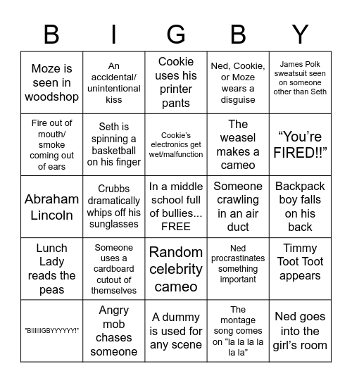 Ned's Declassified Bingo Card