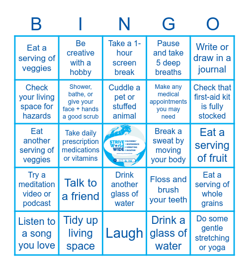 STRIVE WorldWIDE Self-Care Bingo Card