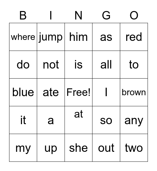 Reading Bingo Card