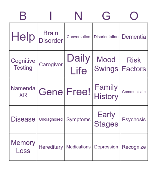 ALZHEIMER'S ASSOCIATION Bingo Card