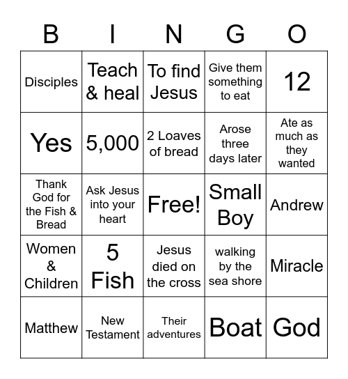 Jesus Feeds Five Thousands Bingo Card