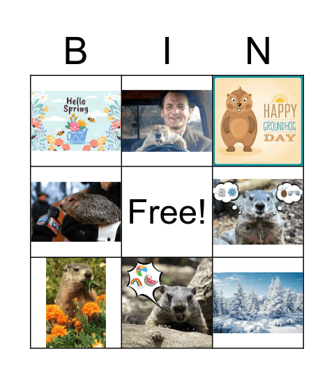 Ground Hog Day Bingo Card