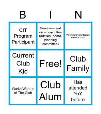 Youth of the Year 2023! Bingo Card