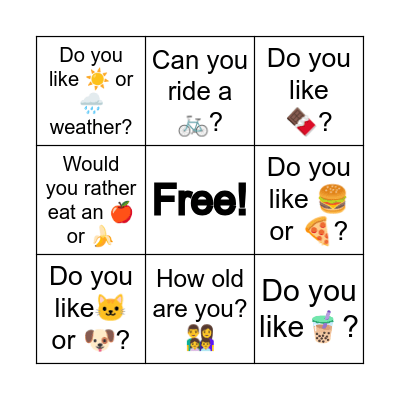 Getting to Know You Bingo Card