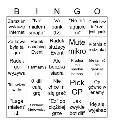 Lipkowe BINGO Card