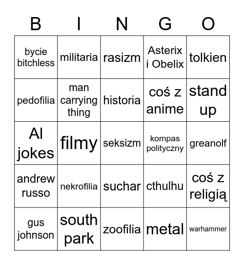 Andrzej bingo Card