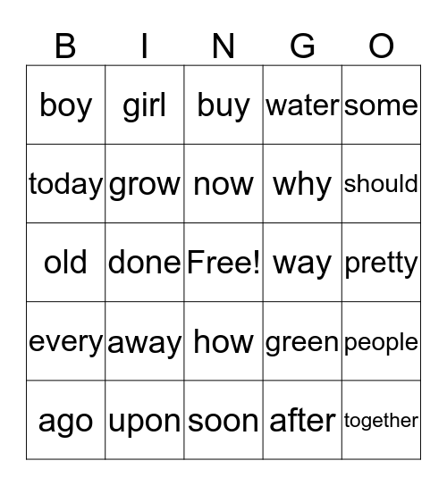 Unit 3 Word Wall Words Bingo Card