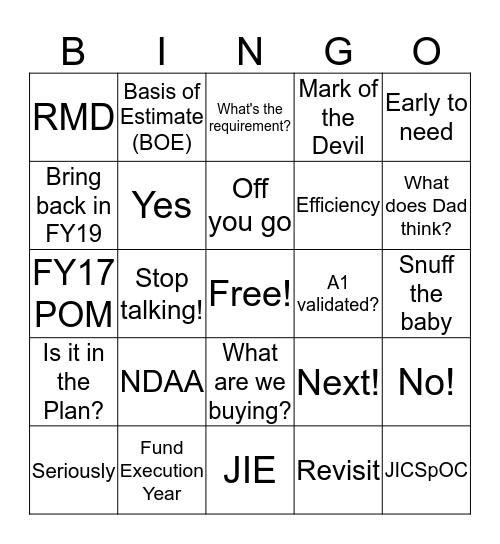 POM Bingo Card