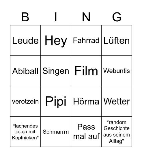 Musik Bingo Card