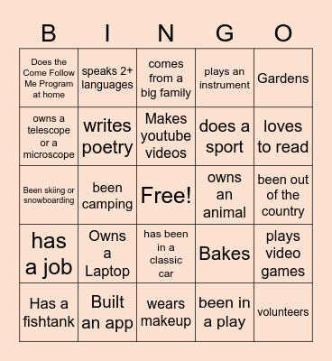 Meet Me BINGO Card