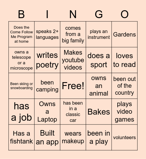 Meet Me BINGO Card