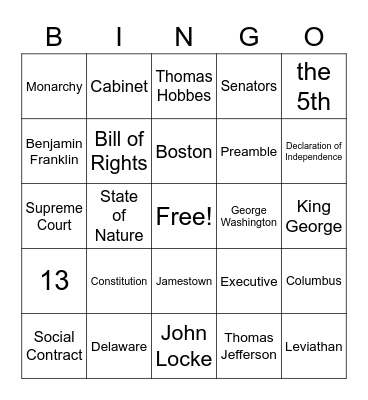 Participation in Democracy Bingo Card