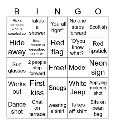 Love Island Bingo Card