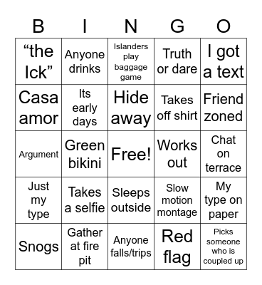 love island bingo Card