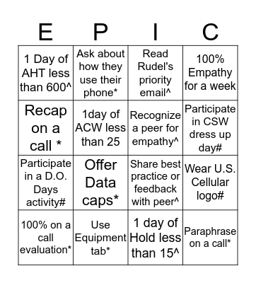 B2B December Bingo Card