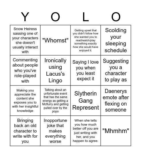 Myrra Bingo Card