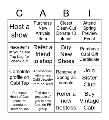 Cabi Bingo Card