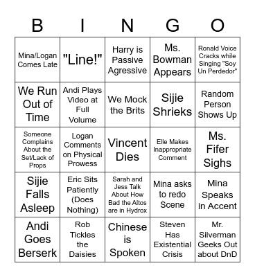 She Kills Monsters Bingo Card